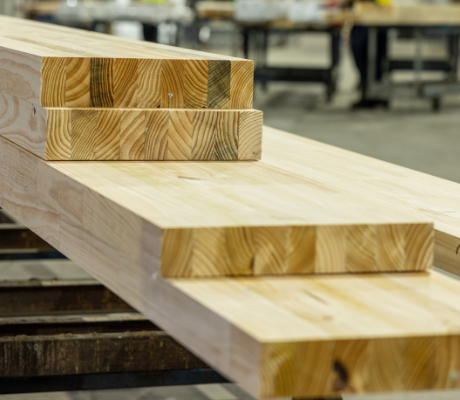 A stack of timber beams produced by Merriwa